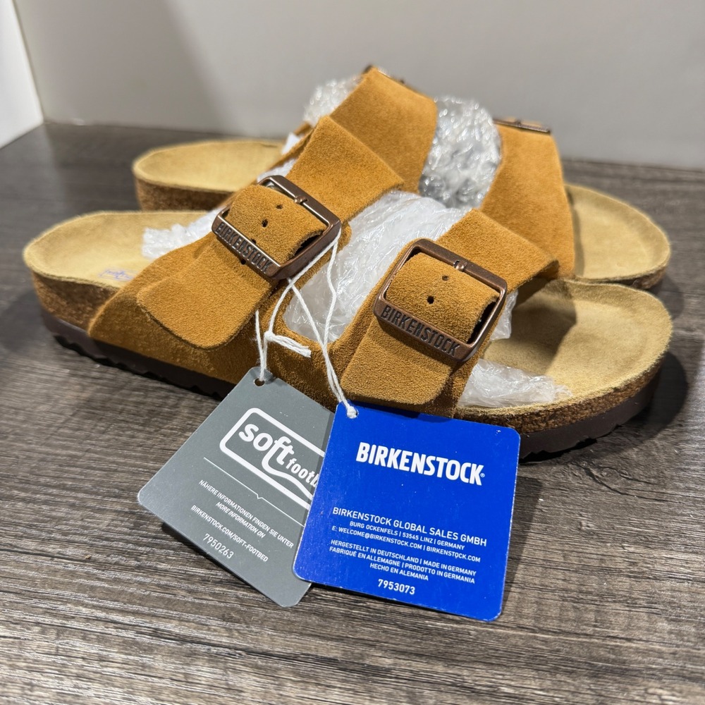 Birkenstock Arizona Sandals Women 39 Mink Suede Soft Footbed NWT